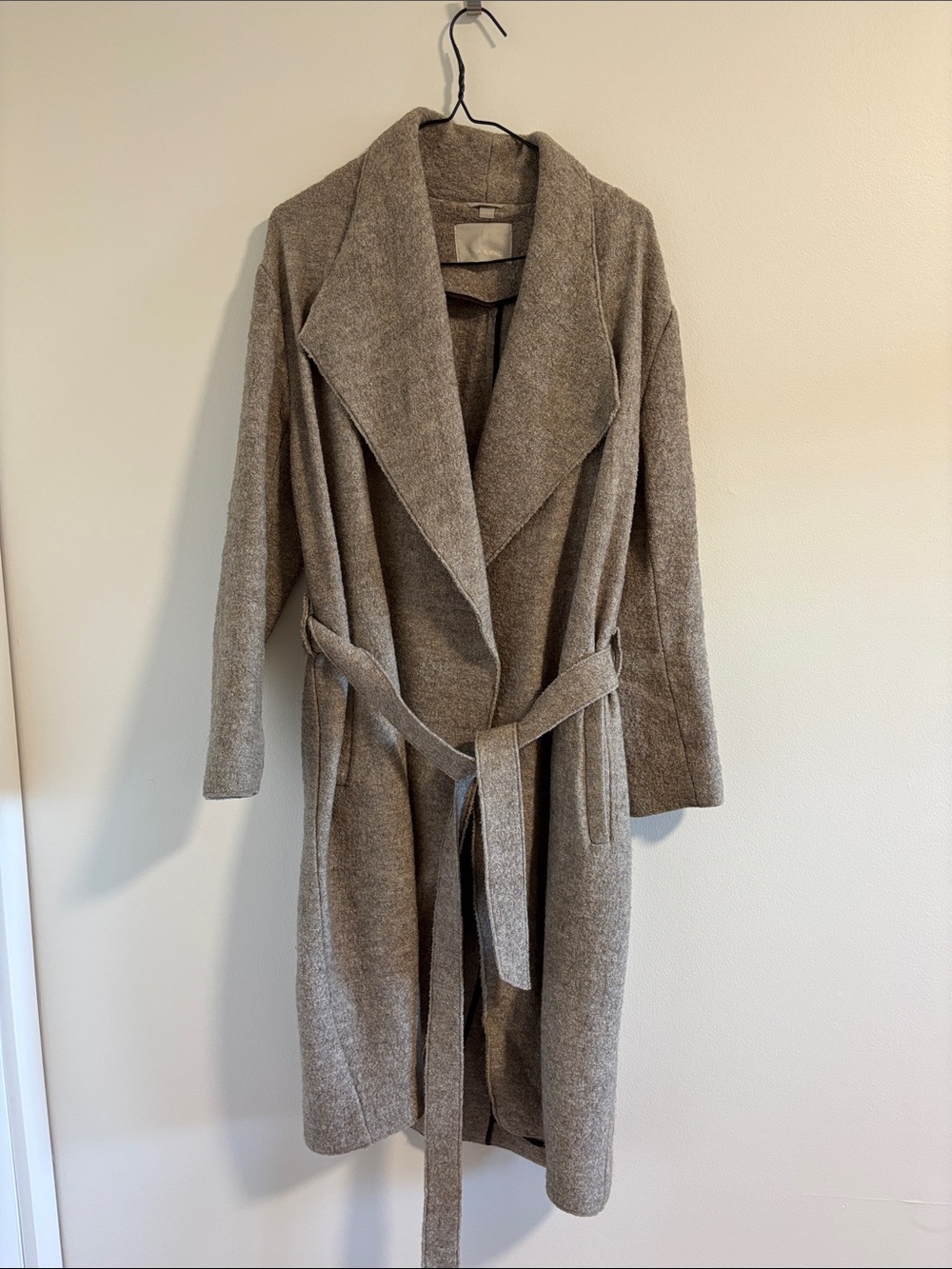 Soia & Kyo Heathered Taupe Shawl Collar Belted Jacket Women’s Size XS